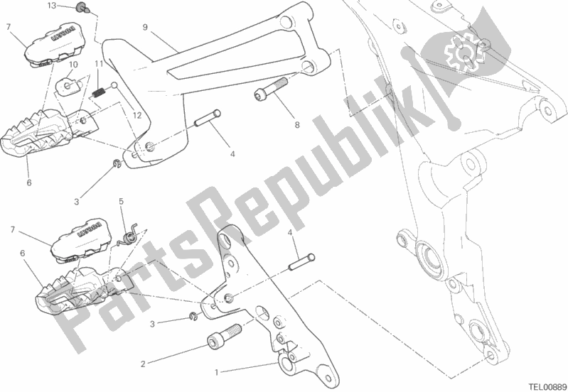 Todas las partes para Reposapiés, Derecha de Ducati Multistrada 1200 S ABS USA 2015